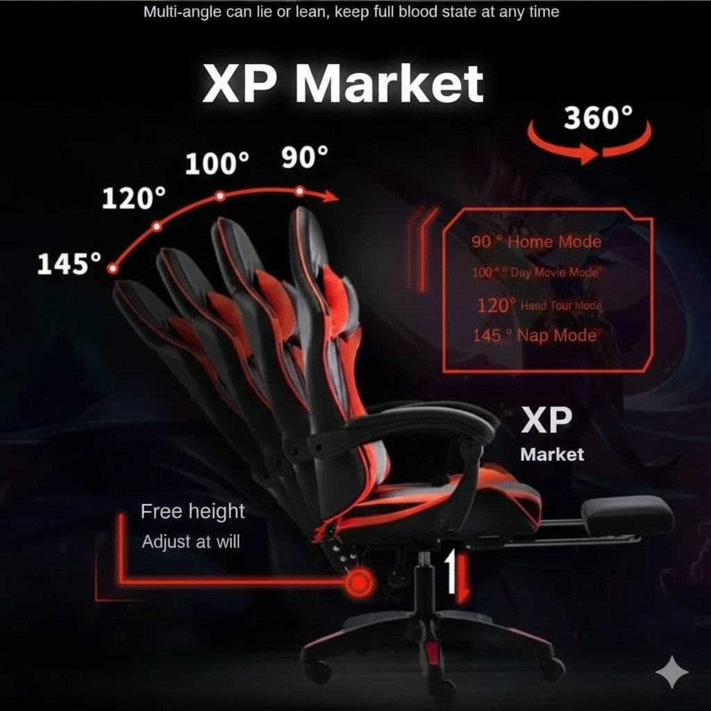 XP Market – Chaise Gaming Ergonomique Noire