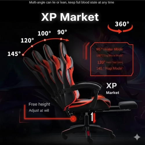 XP Market – Chaise Gaming Ergonomique Noire